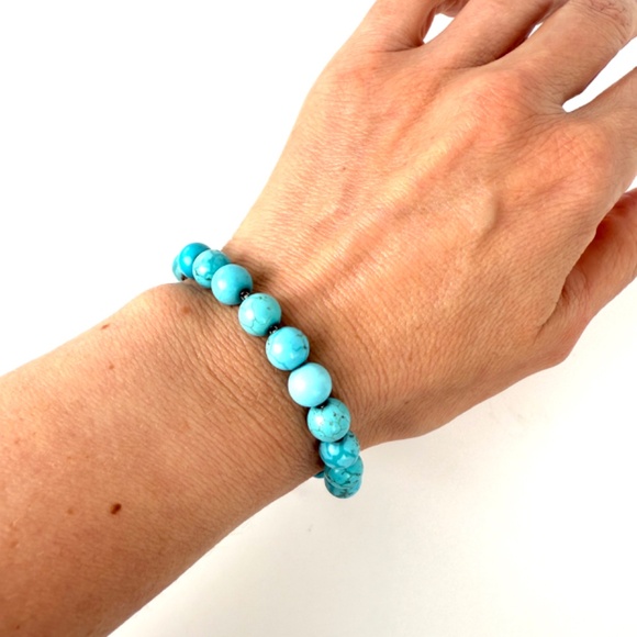 David Yurman Spiritual Bead Ball Blue Turquoise Adjustable Silver Bracelet - Picture 2 of 7